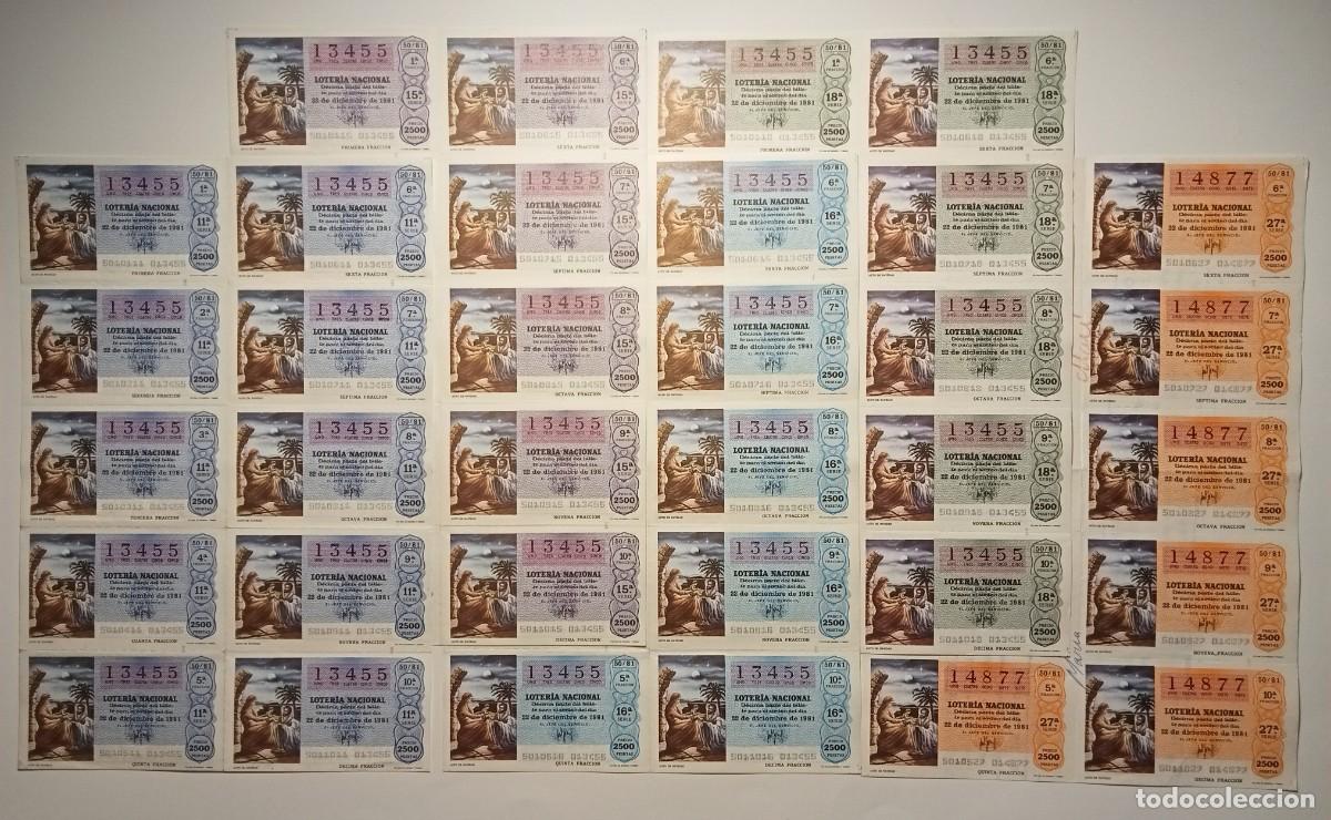 Loter&iacute;a Nacional: 1981 - 5 BILLETES COMPLETOS - LOTER&Iacute;A NACIONAL