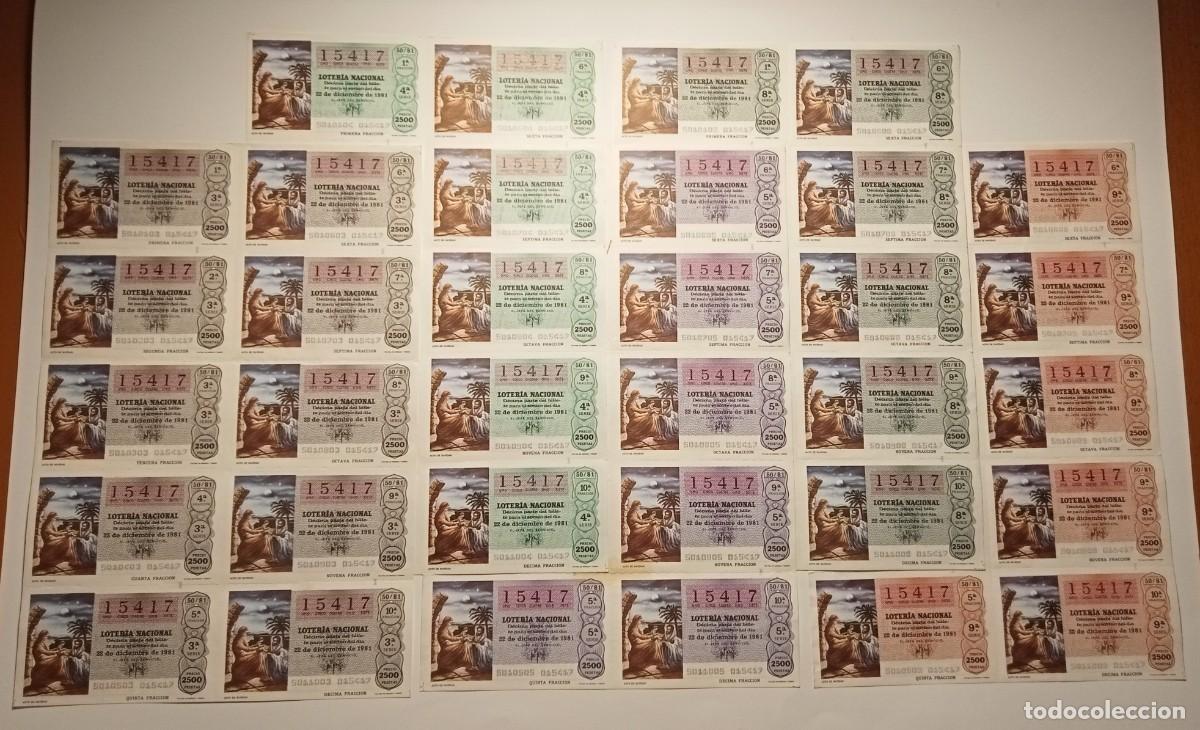 Loter&iacute;a Nacional: 1981 - 5 BILLETES COMPLETOS - LOTER&Iacute;A NACIONAL
