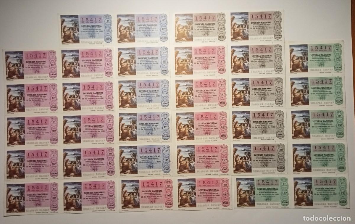 Loter&iacute;a Nacional: 1981 - 5 BILLETES COMPLETOS - LOTER&Iacute;A NACIONAL