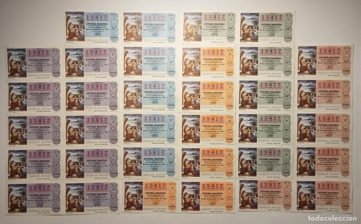 Loter&iacute;a Nacional: 1981 - 5 BILLETES COMPLETOS - LOTER&Iacute;A NACIONAL