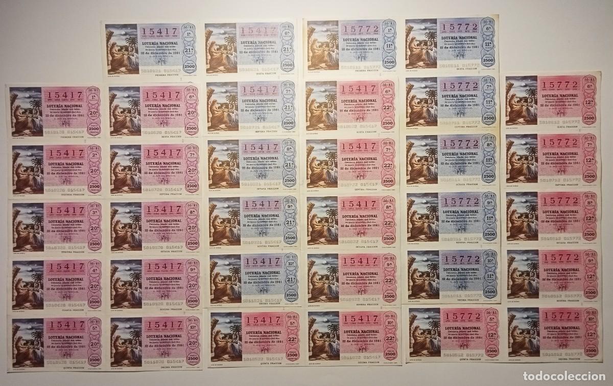 Loter&iacute;a Nacional: 1981 - 5 BILLETES COMPLETOS - LOTER&Iacute;A NACIONAL