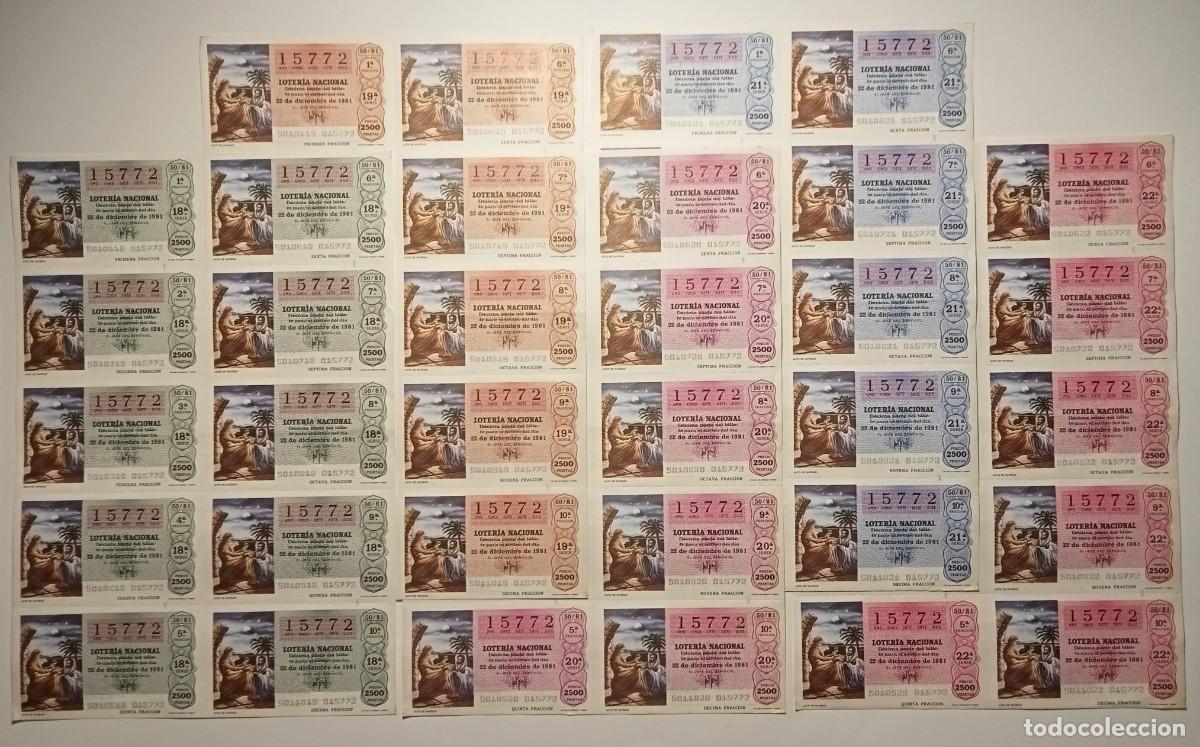Loter&iacute;a Nacional: 1981 - 5 BILLETES COMPLETOS - LOTER&Iacute;A NACIONAL