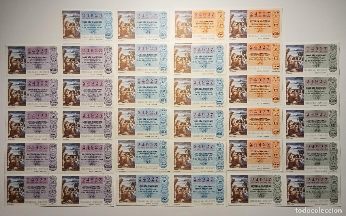 Loter&iacute;a Nacional: 1981 - 5 BILLETES COMPLETOS - LOTER&Iacute;A NACIONAL