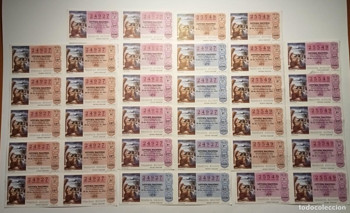 Loter&iacute;a Nacional: 1981 - 5 BILLETES COMPLETOS - LOTER&Iacute;A NACIONAL
