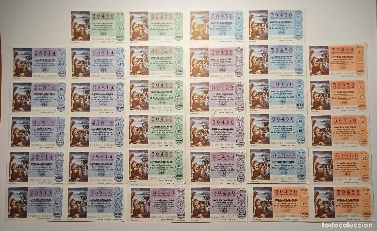 Loter&iacute;a Nacional: 1981 - 5 BILLETES COMPLETOS - LOTER&Iacute;A NACIONAL