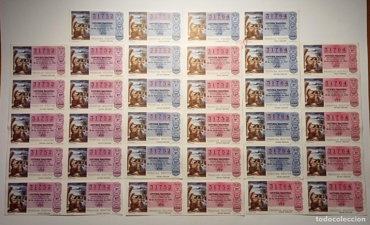 Loter&iacute;a Nacional: 1981 - 5 BILLETES COMPLETOS - LOTER&Iacute;A NACIONAL