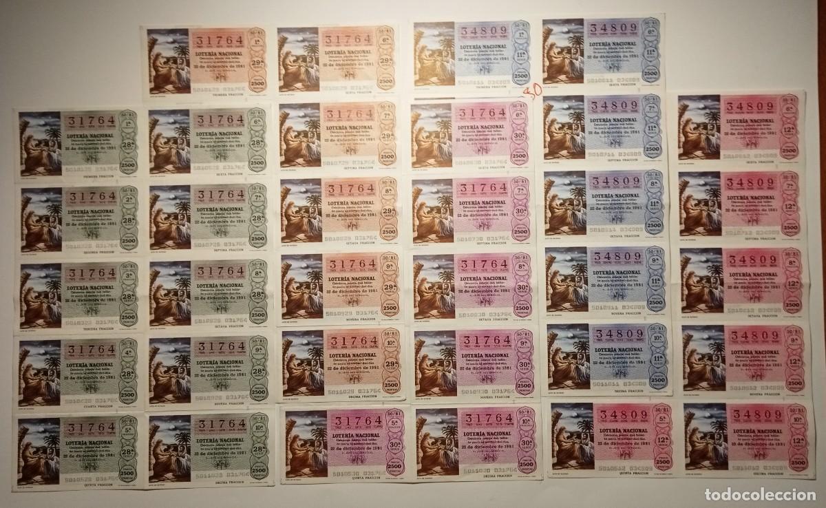 Loter&iacute;a Nacional: 1981 - 5 BILLETES COMPLETOS - LOTER&Iacute;A NACIONAL