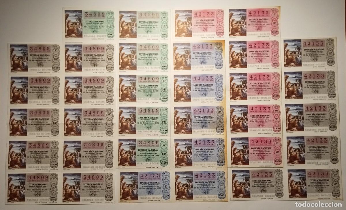 Loter&iacute;a Nacional: 1981 - 5 BILLETES COMPLETOS - LOTER&Iacute;A NACIONAL