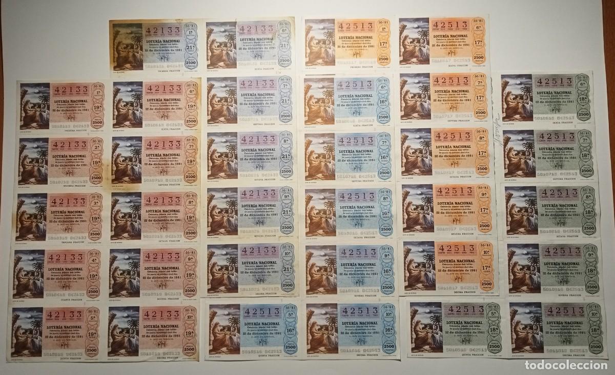 Loter&iacute;a Nacional: 1981 - 5 BILLETES COMPLETOS - LOTER&Iacute;A NACIONAL