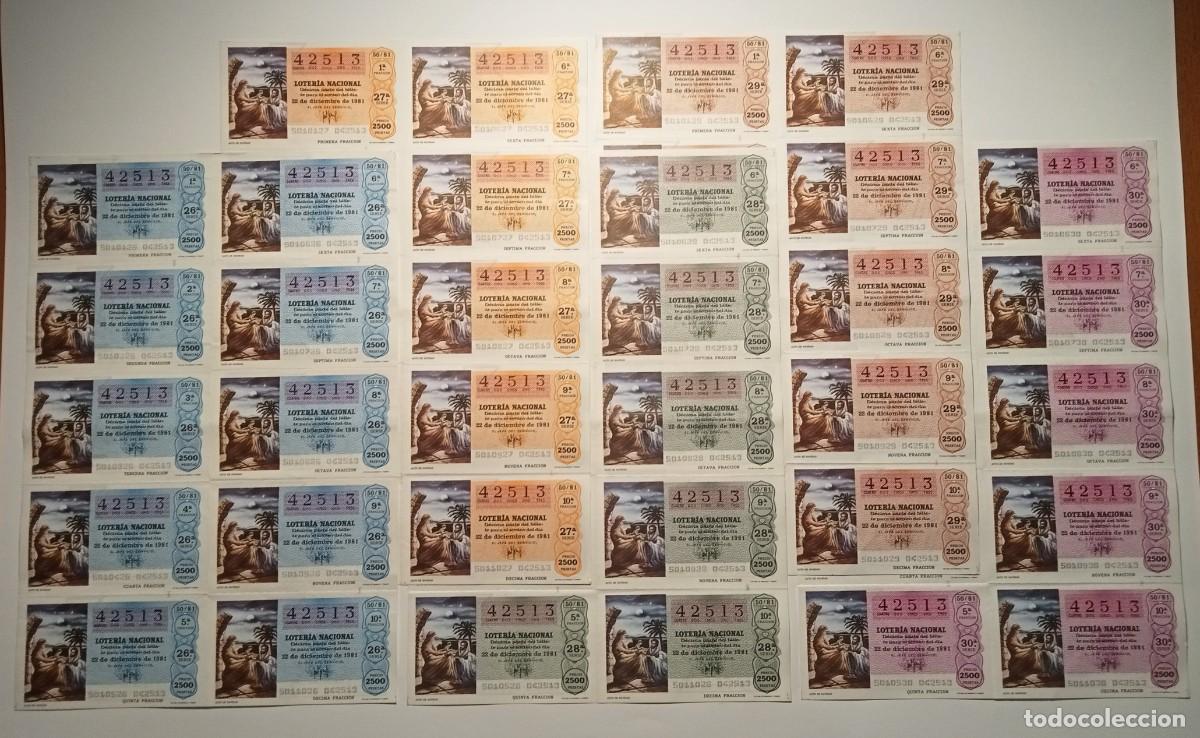 Loter&iacute;a Nacional: 1981 - 5 BILLETES COMPLETOS - LOTER&Iacute;A NACIONAL