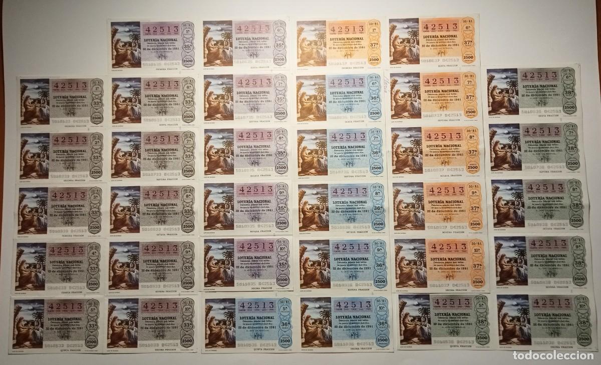 Loter&iacute;a Nacional: 1981 - 5 BILLETES COMPLETOS - LOTER&Iacute;A NACIONAL