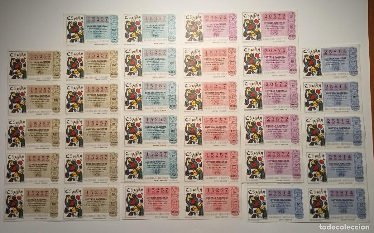 Loter&iacute;a Nacional: 1982 - 5 BILLETES COMPLETOS - LOTER&Iacute;A NACIONAL