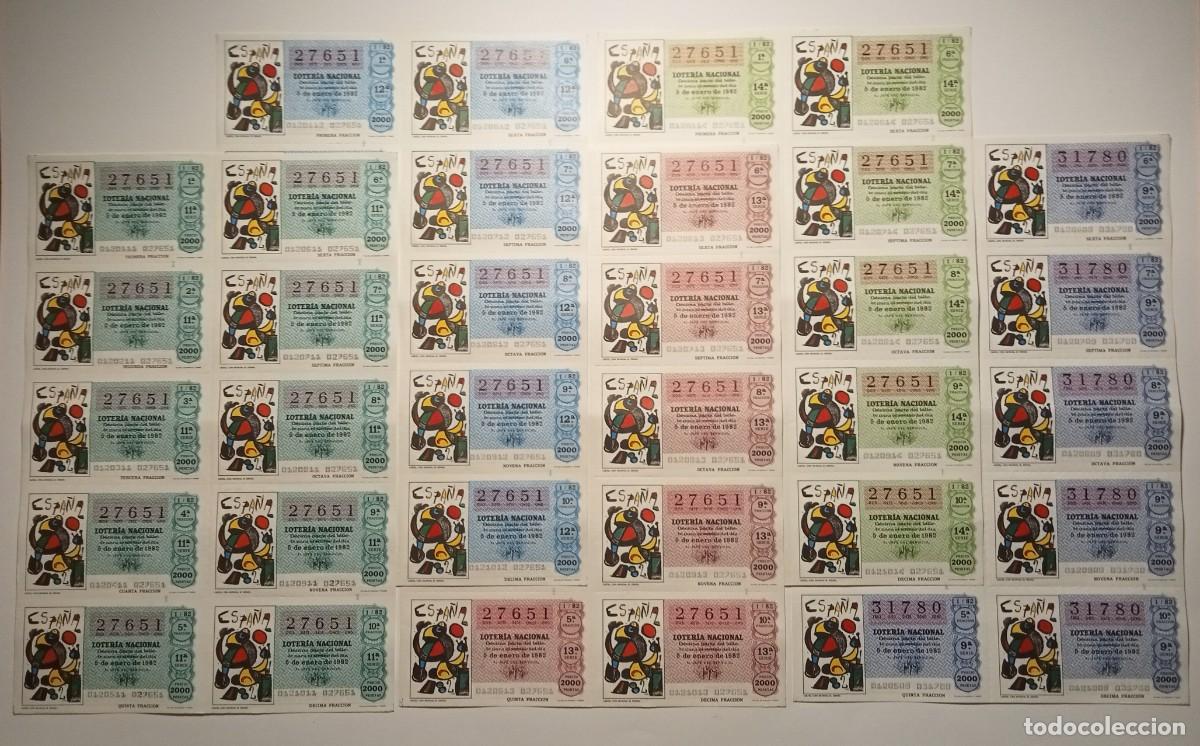 Loter&iacute;a Nacional: 1982 - 5 BILLETES COMPLETOS - LOTER&Iacute;A NACIONAL