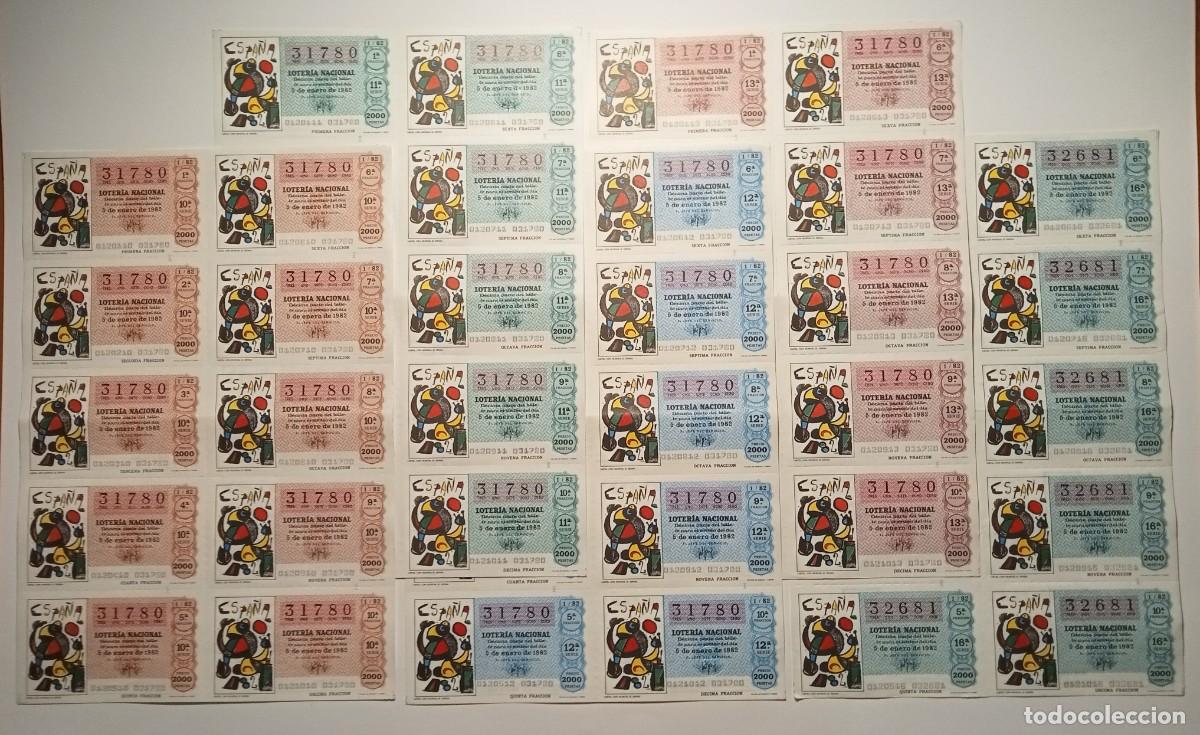 Loter&iacute;a Nacional: 1982 - 5 BILLETES COMPLETOS - LOTER&Iacute;A NACIONAL