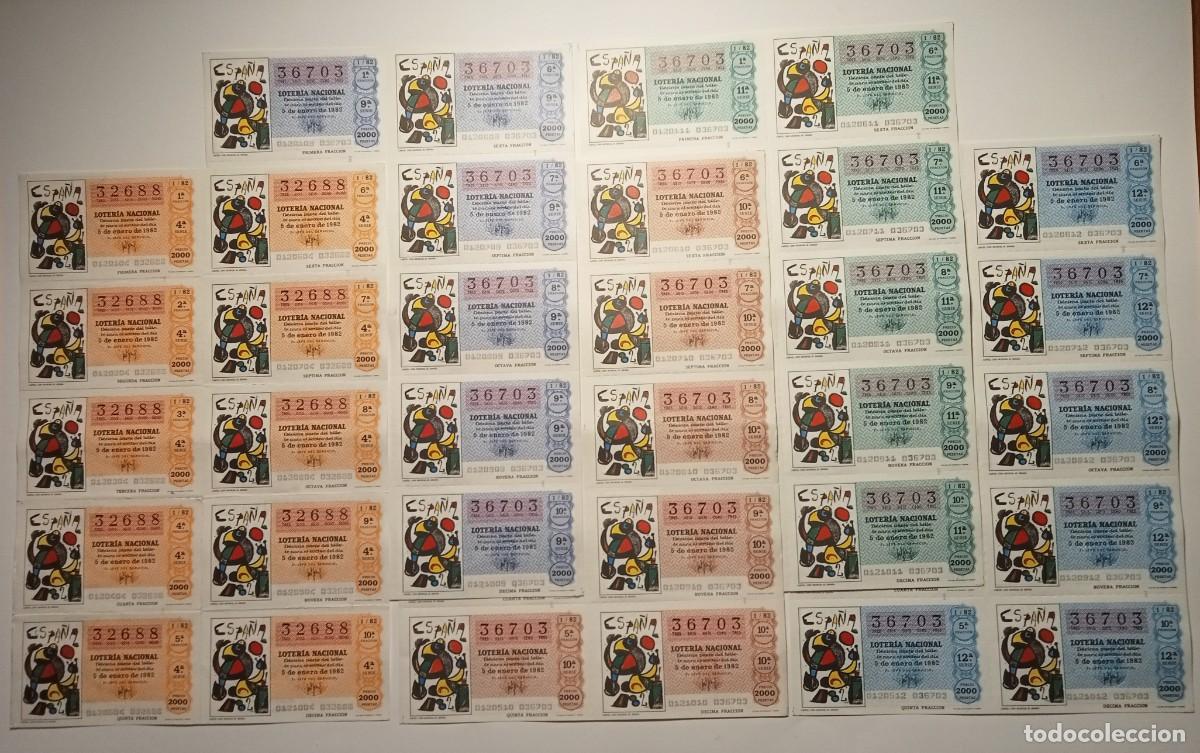 Loter&iacute;a Nacional: 1982 - 5 BILLETES COMPLETOS - LOTER&Iacute;A NACIONAL