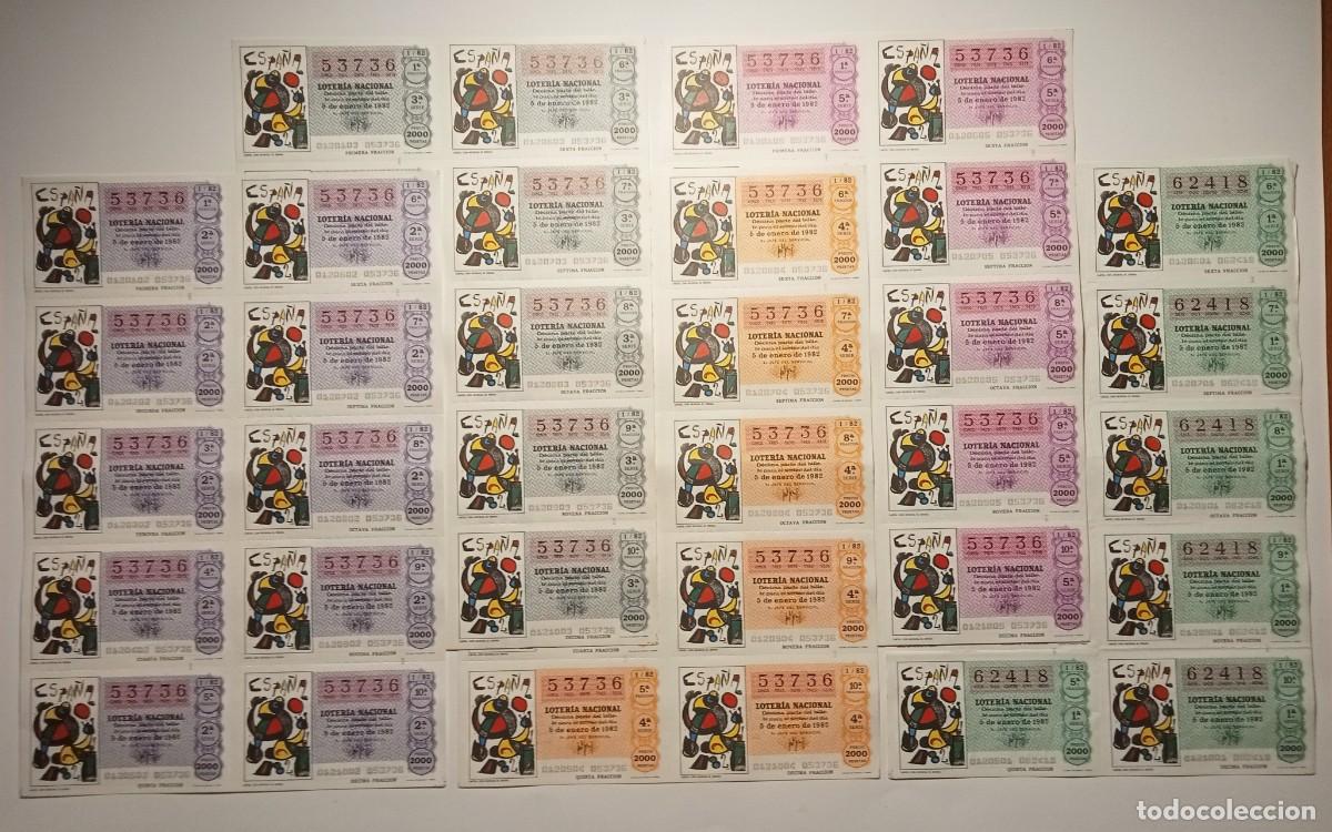 Loter&iacute;a Nacional: 1982 - 5 BILLETES COMPLETOS - LOTER&Iacute;A NACIONAL