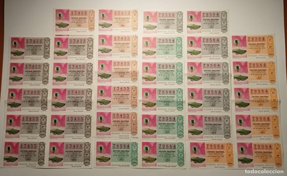 Loter&iacute;a Nacional: 1982 - 5 BILLETES COMPLETOS - LOTER&Iacute;A NACIONAL