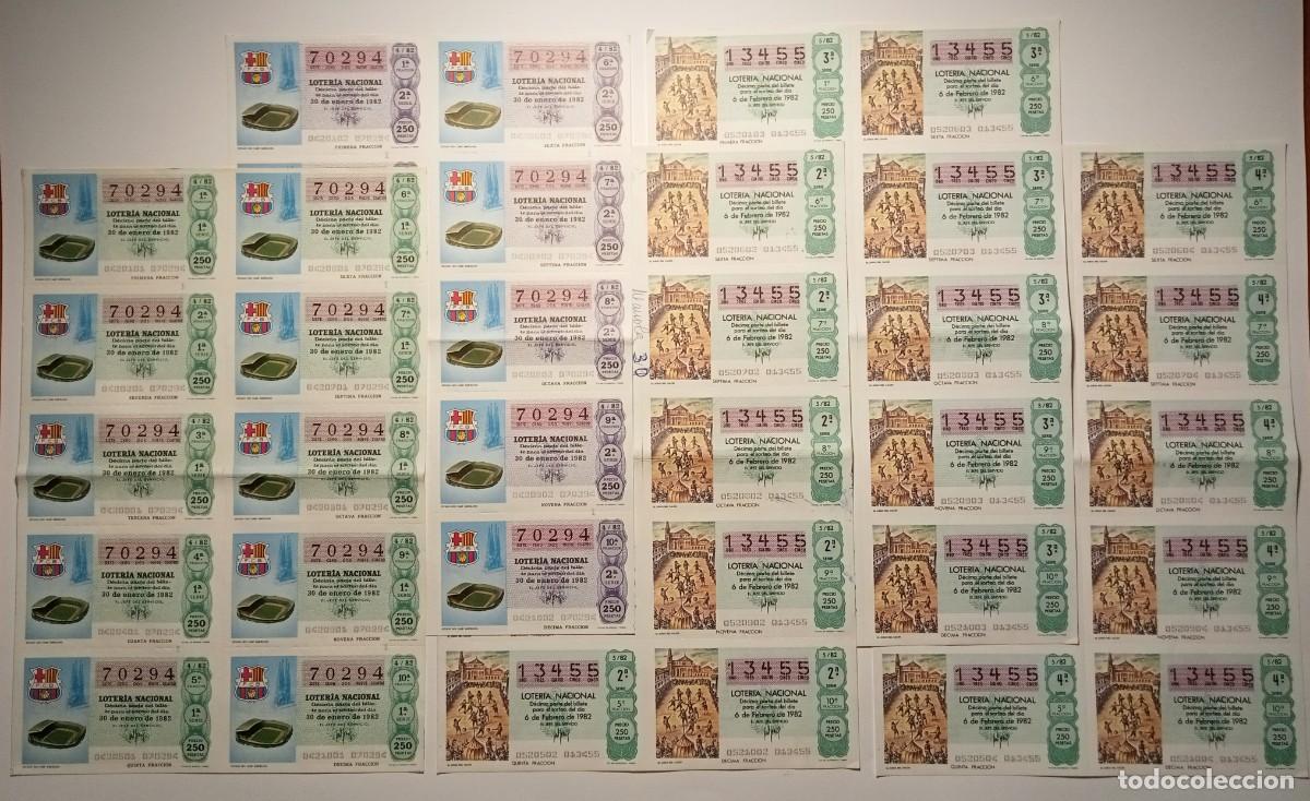 Loter&iacute;a Nacional: 1982 - 5 BILLETES COMPLETOS - LOTER&Iacute;A NACIONAL