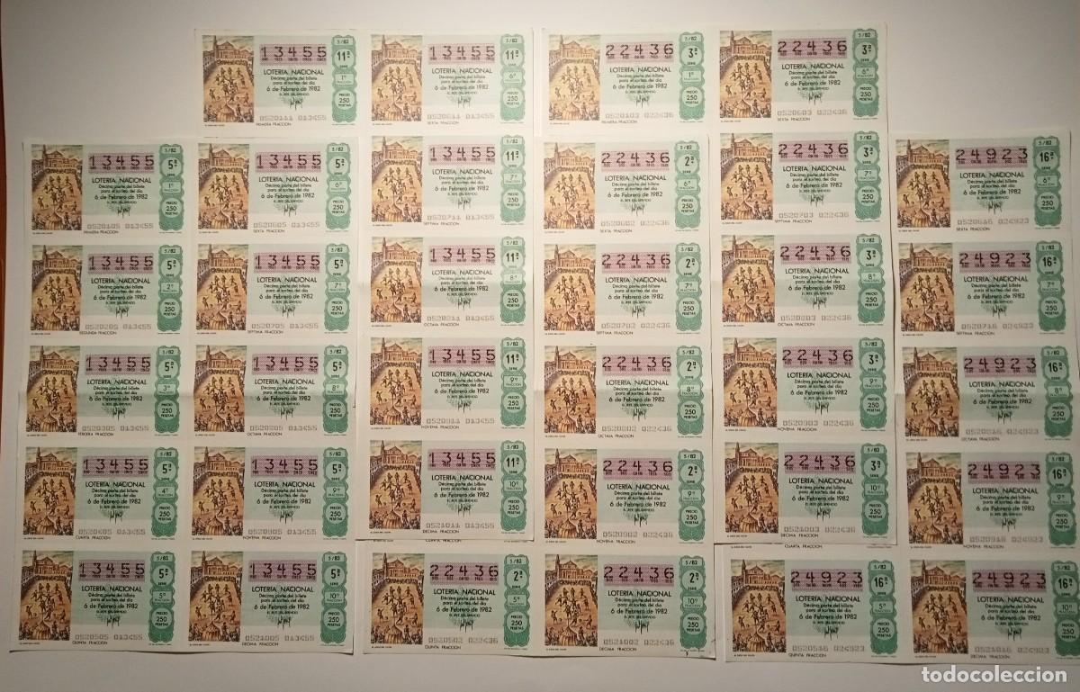 Loter&iacute;a Nacional: 1982 - 5 BILLETES COMPLETOS - LOTER&Iacute;A NACIONAL