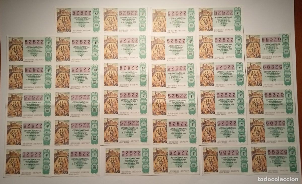 Loter&iacute;a Nacional: 1982 - 5 BILLETES COMPLETOS - LOTER&Iacute;A NACIONAL