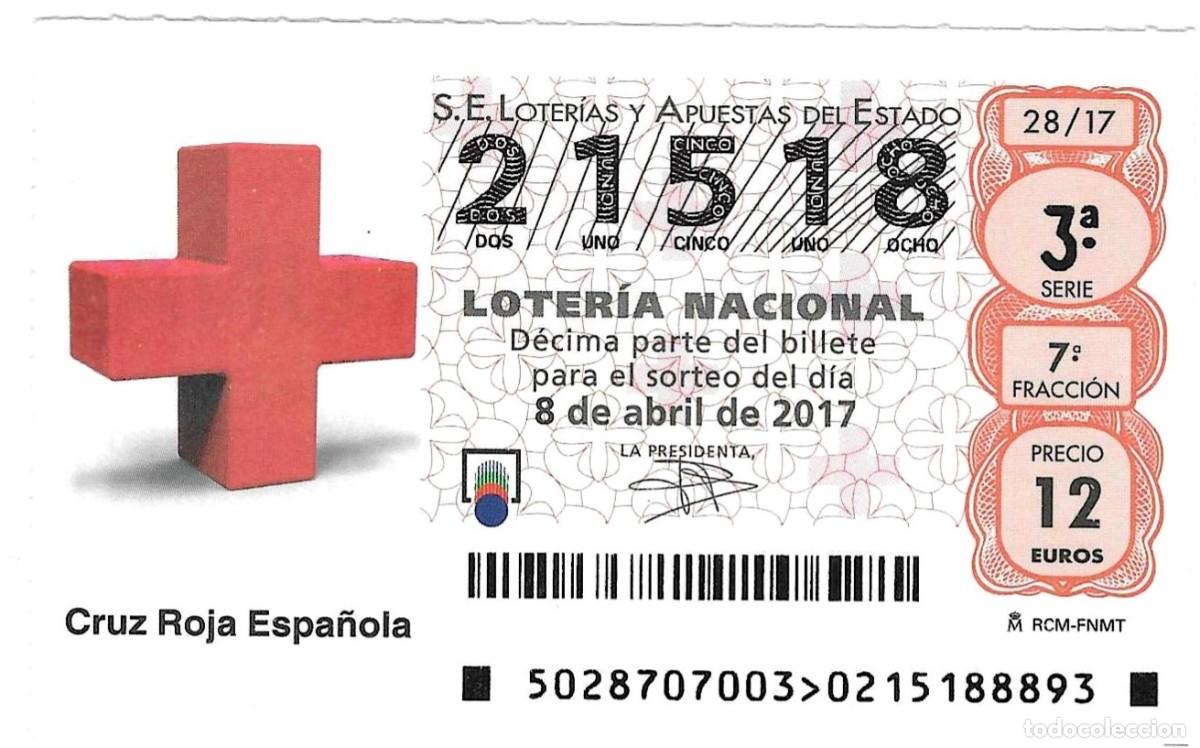 Loter&iacute;a Nacional: Loter&iacute;a Nacional, d&eacute;cimo sorteo28 de 2017. Cruz Roja Espa&ntilde;ola. ref. 9-1728