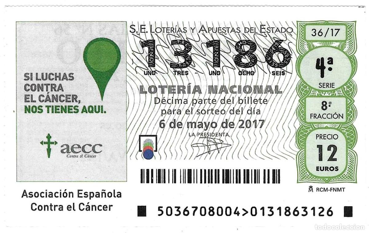 Loter&iacute;a Nacional: Loter&iacute;a Nacional, d&eacute;cimo sorteo n&ordm; 36 de 2017. Asociaci&oacute;n Espa&ntilde;ola contra el C&aacute;ncer. ref. 9-1736