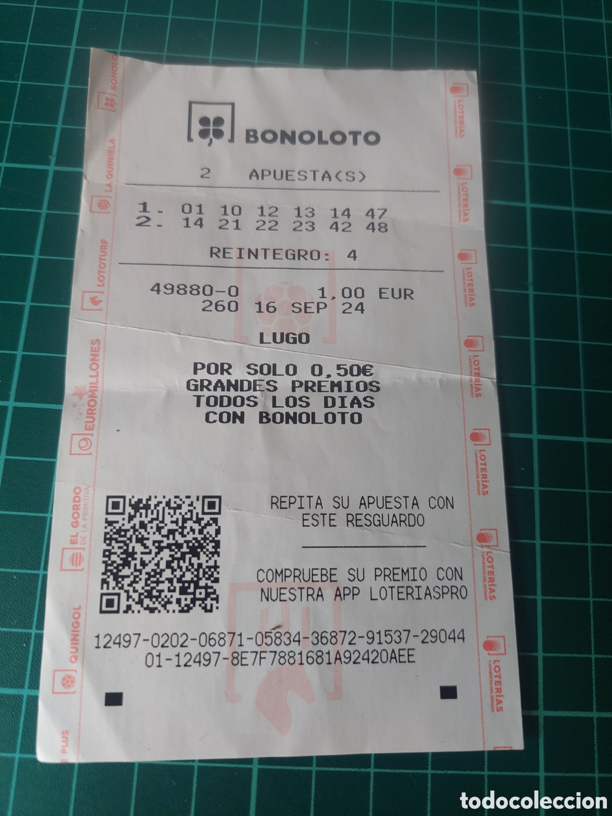 Loter&iacute;a Nacional: BOLETO BONOLOTO LUGO 2024