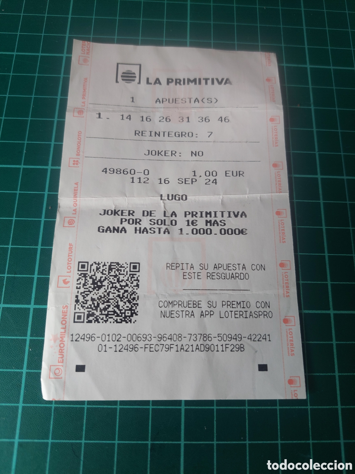 Loter&iacute;a Nacional: BOLETO LA PRIMITIVA LUGO 2024