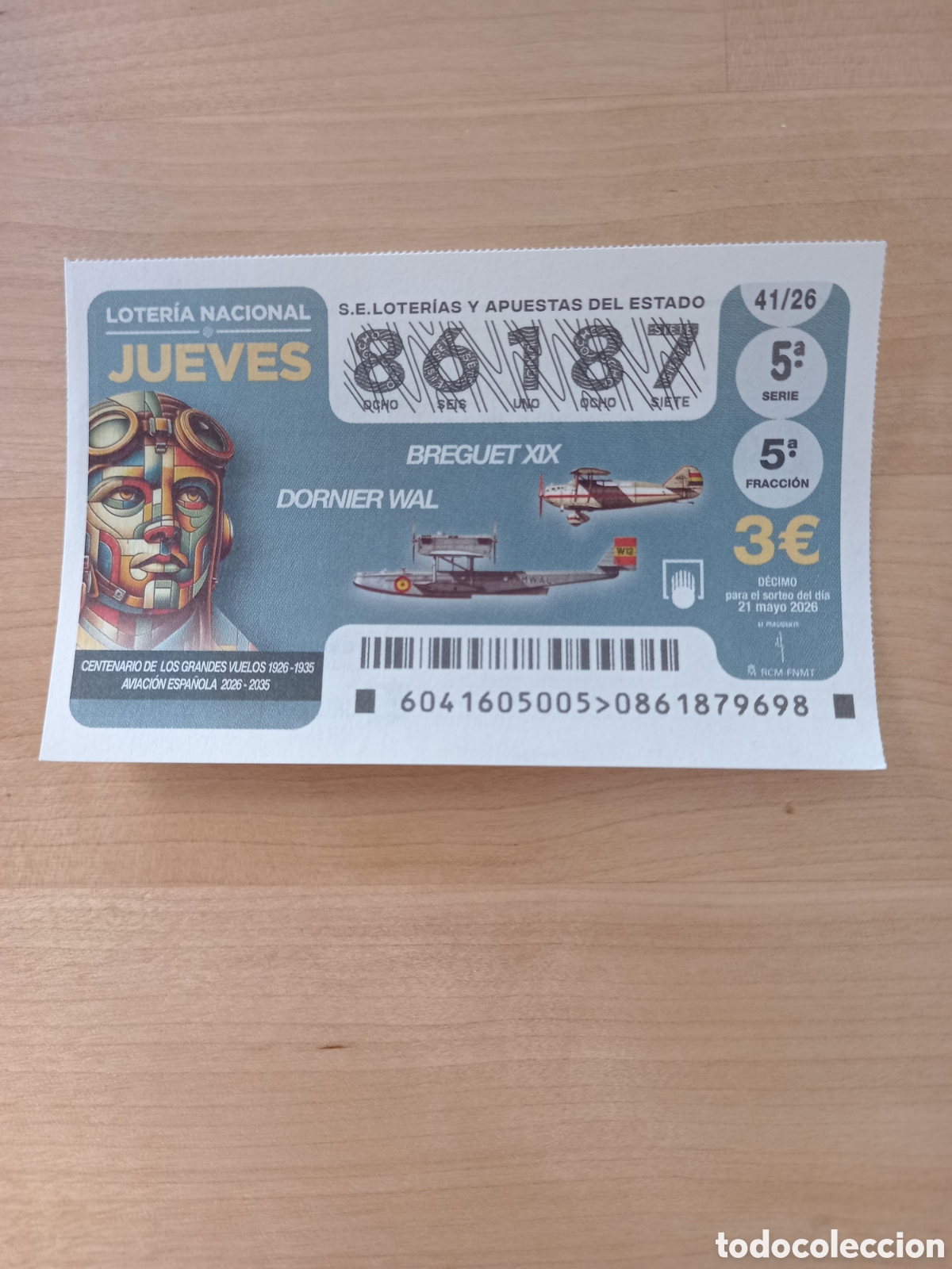 Loter&iacute;a Nacional: LOTER&Iacute;A 21 MAYO 2026 - CENTENARIO DE LOS GRANDES VUELOS AVIACI&Oacute;N ESPA&Ntilde;OLA