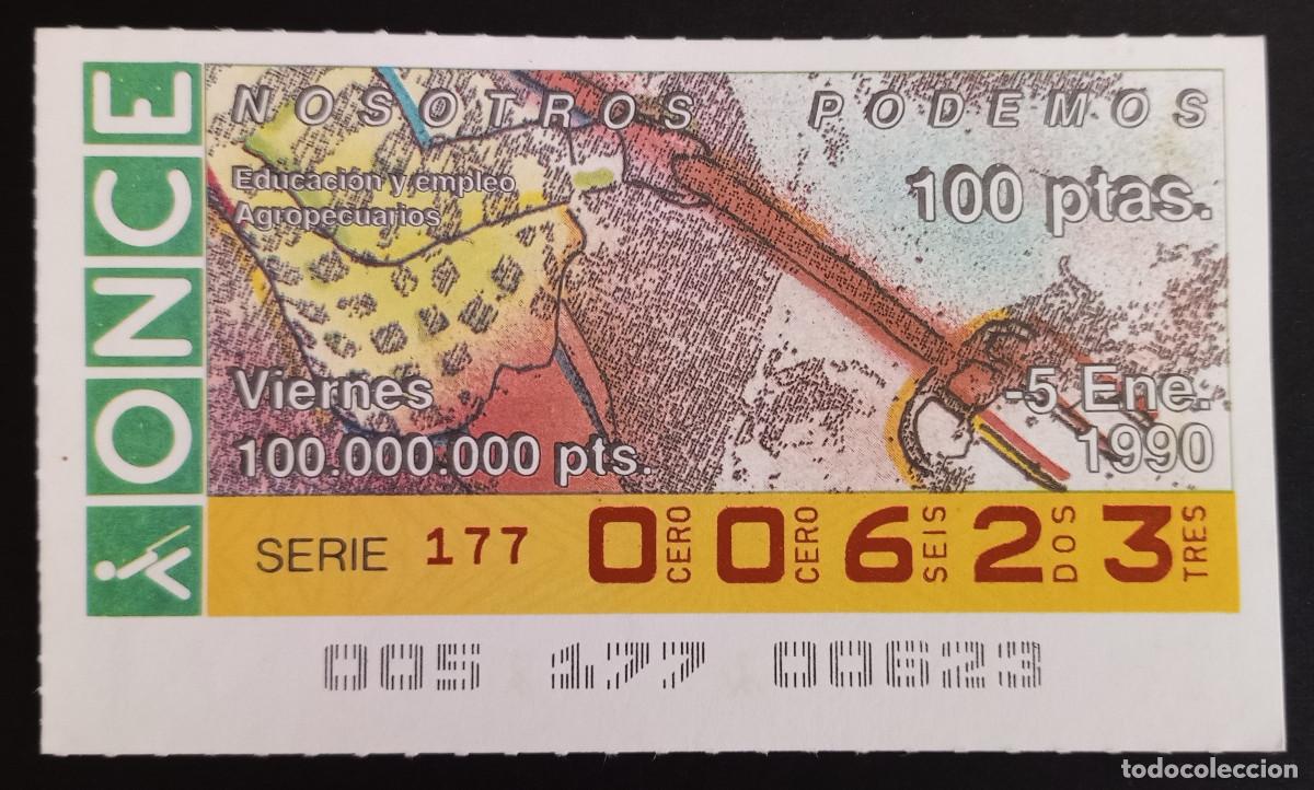 Loter&iacute;a Nacional: CUP&Oacute;N ONCE - 5-ENERO-1990 - NOSOTROS PODEMOS, EDUCACI&Oacute;N Y EMPLEO AGROPECUARIOS