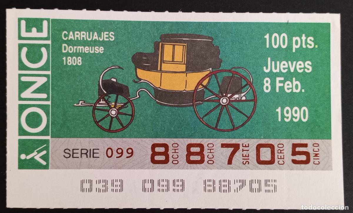 Loter&iacute;a Nacional: CUP&Oacute;N ONCE - 8-FEBRERO-1990 - CARRUAJES, DORMEUSE 1808