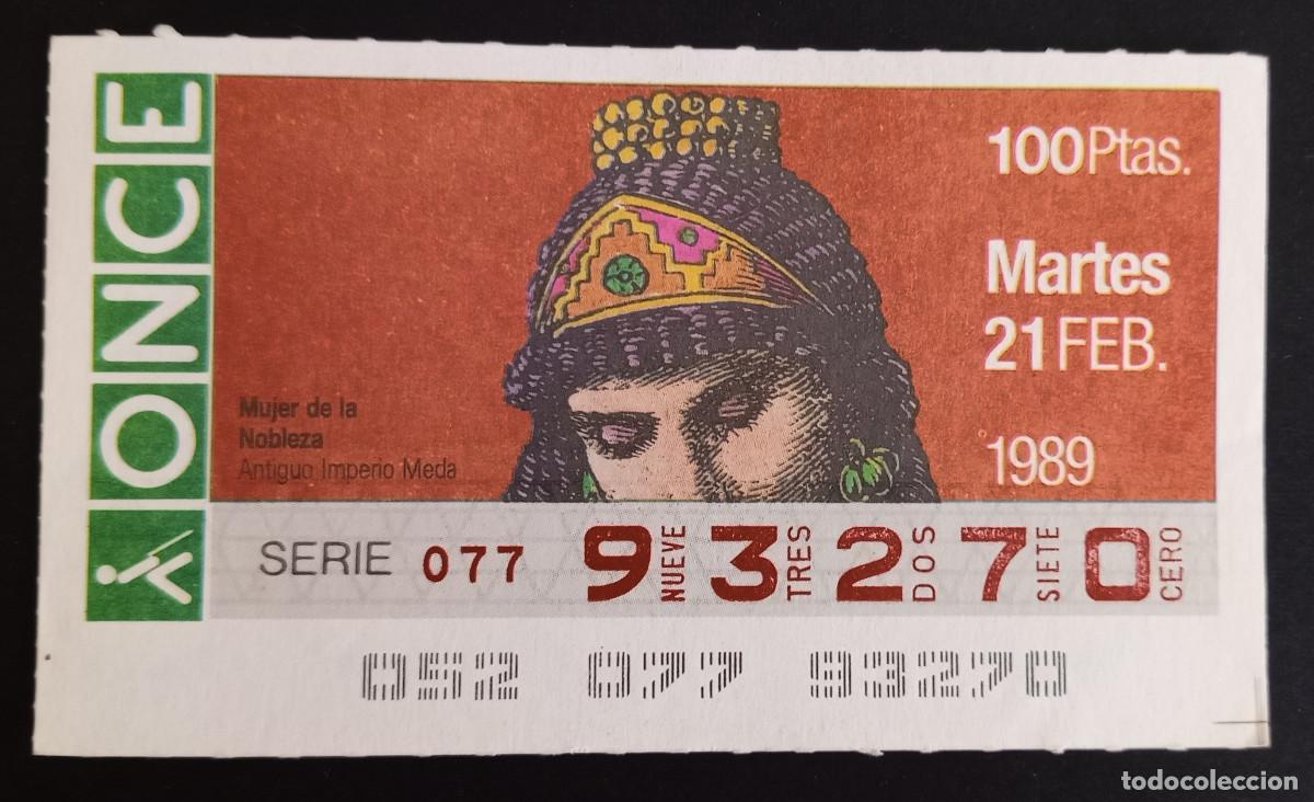 Loter&iacute;a Nacional: CUP&Oacute;N ONCE - 21-FEBRERO-1989 - MUJER DE LA NOBLEZA, ANTIGUO IMPERIO MEDA