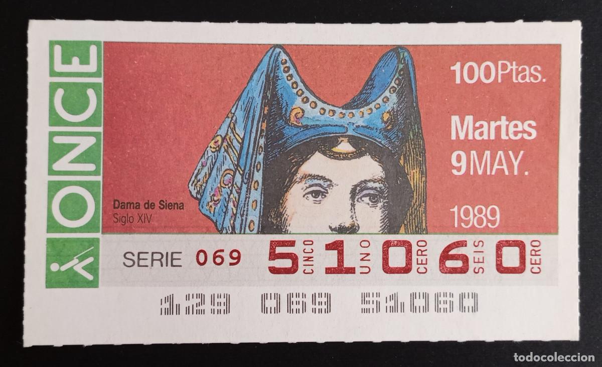 Loter&iacute;a Nacional: CUP&Oacute;N ONCE - 9-MAYO-1989 - DAMA DE SIENA SIGLO XIV