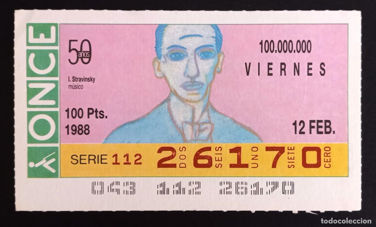 Loter&iacute;a Nacional: CUP&Oacute;N ONCE - 12-FEBRERO-1988 - I. STRAVINSKY, M&Uacute;SICO