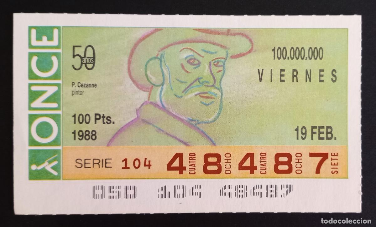 Loter&iacute;a Nacional: CUP&Oacute;N ONCE - 19-FEBRERO-1988 - P. CEZANNE, PINTOR