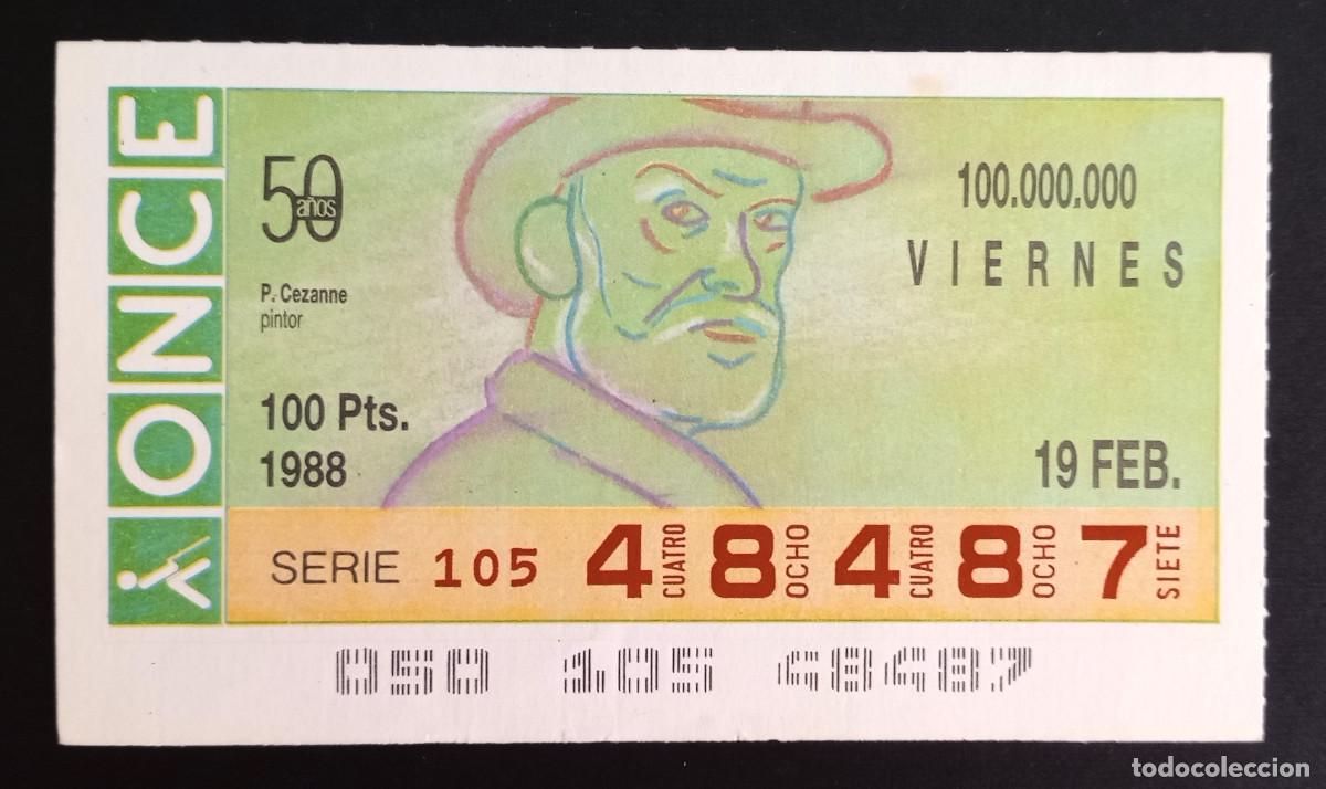 Loter&iacute;a Nacional: CUP&Oacute;N ONCE - 19-FEBRERO-1988 - P. CEZANNE, PINTOR