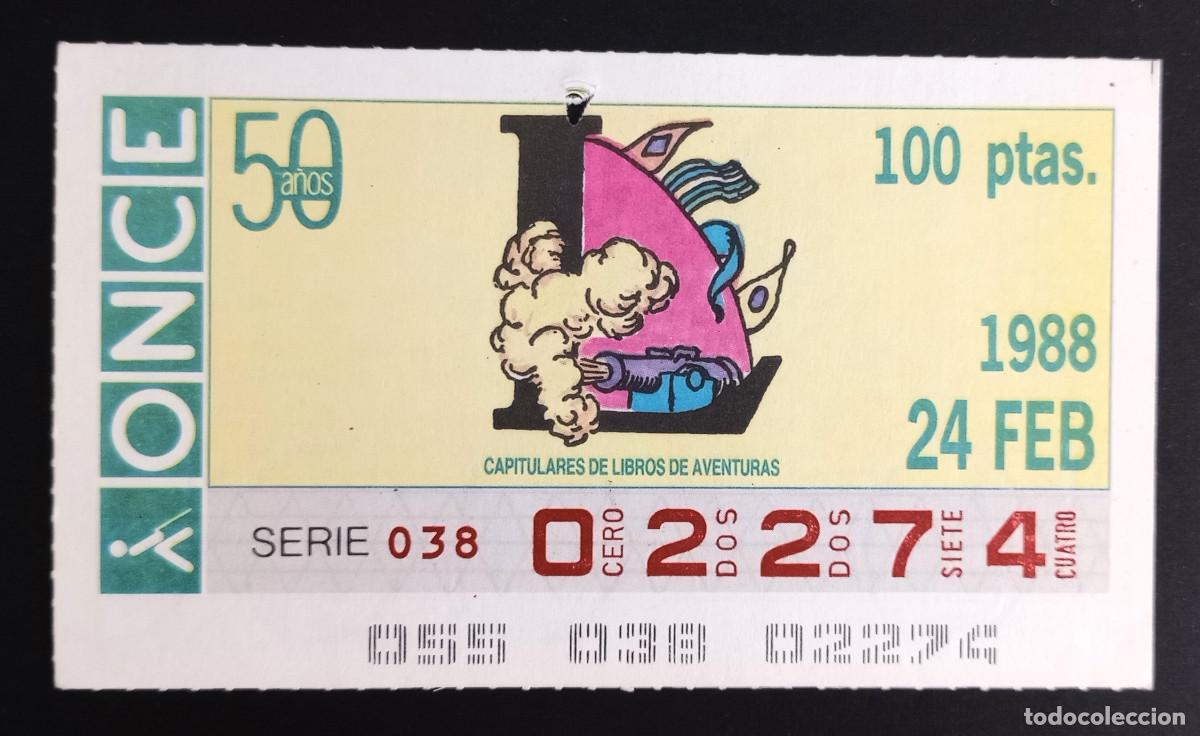 Loter&iacute;a Nacional: CUP&Oacute;N ONCE - 24-FEBRERO-1988 - L, CAPITULARES DE LIBROS DE AVENTURAS