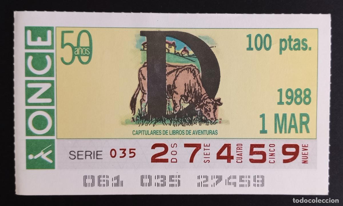 Loter&iacute;a Nacional: CUP&Oacute;N ONCE - 1-MARZO-1988 - D, CAPITULARES DE LIBROS DE AVENTURAS