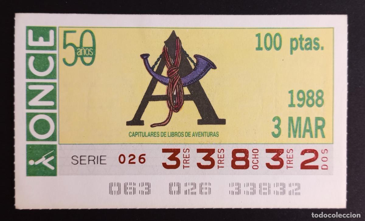 Loter&iacute;a Nacional: CUP&Oacute;N ONCE - 3-MARZO-1988 - A, CAPITULARES DE LIBROS DE AVENTURAS