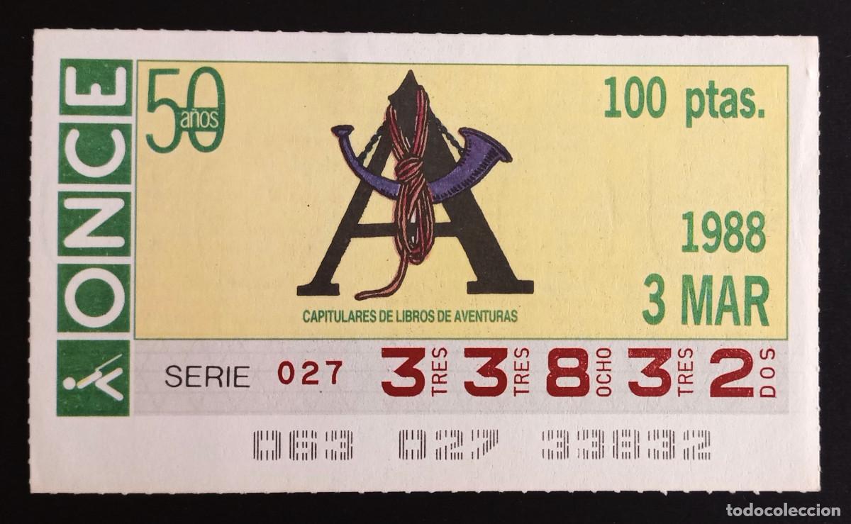 Loter&iacute;a Nacional: CUP&Oacute;N ONCE - 3-MARZO-1988 - A, CAPITULARES DE LIBROS DE AVENTURAS