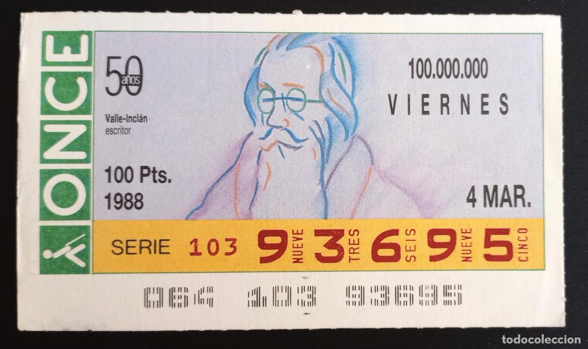 Loter&iacute;a Nacional: CUP&Oacute;N ONCE - 4-MARZO-1988 - VALLE-INCL&Aacute;N, ESCRITOR