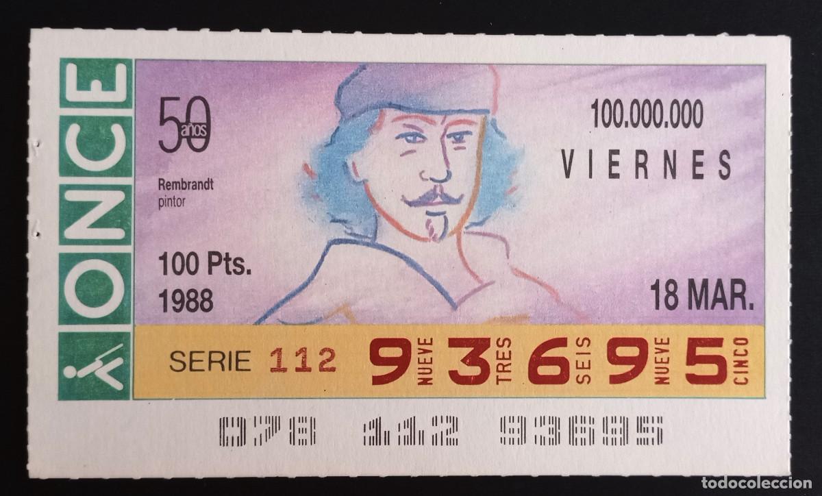 Loter&iacute;a Nacional: CUP&Oacute;N ONCE - 18-MARZO-1988 - REMBRANDT, PINTOR
