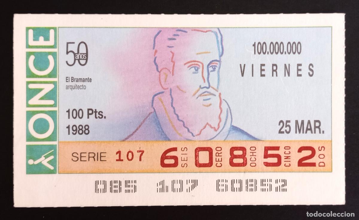 Loter&iacute;a Nacional: CUP&Oacute;N ONCE - 25-MARZO-1988 - EL BRAMANTE, ARQUITECTO