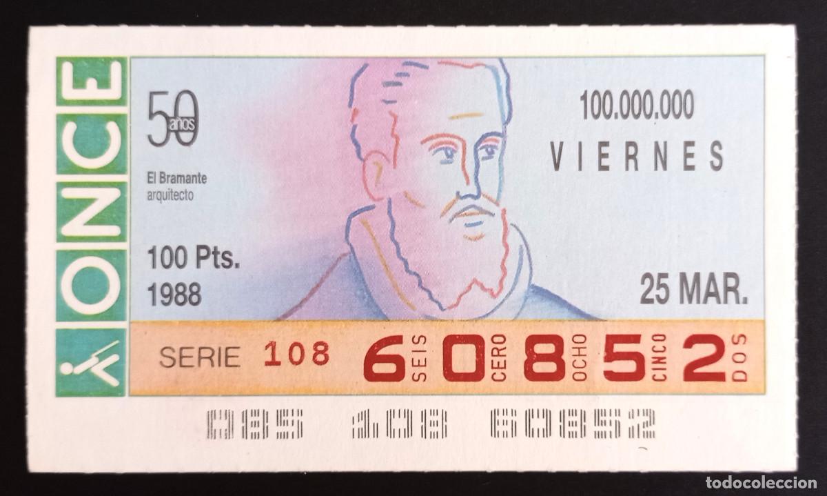 Loter&iacute;a Nacional: CUP&Oacute;N ONCE - 25-MARZO-1988 - EL BRAMANTE, ARQUITECTO