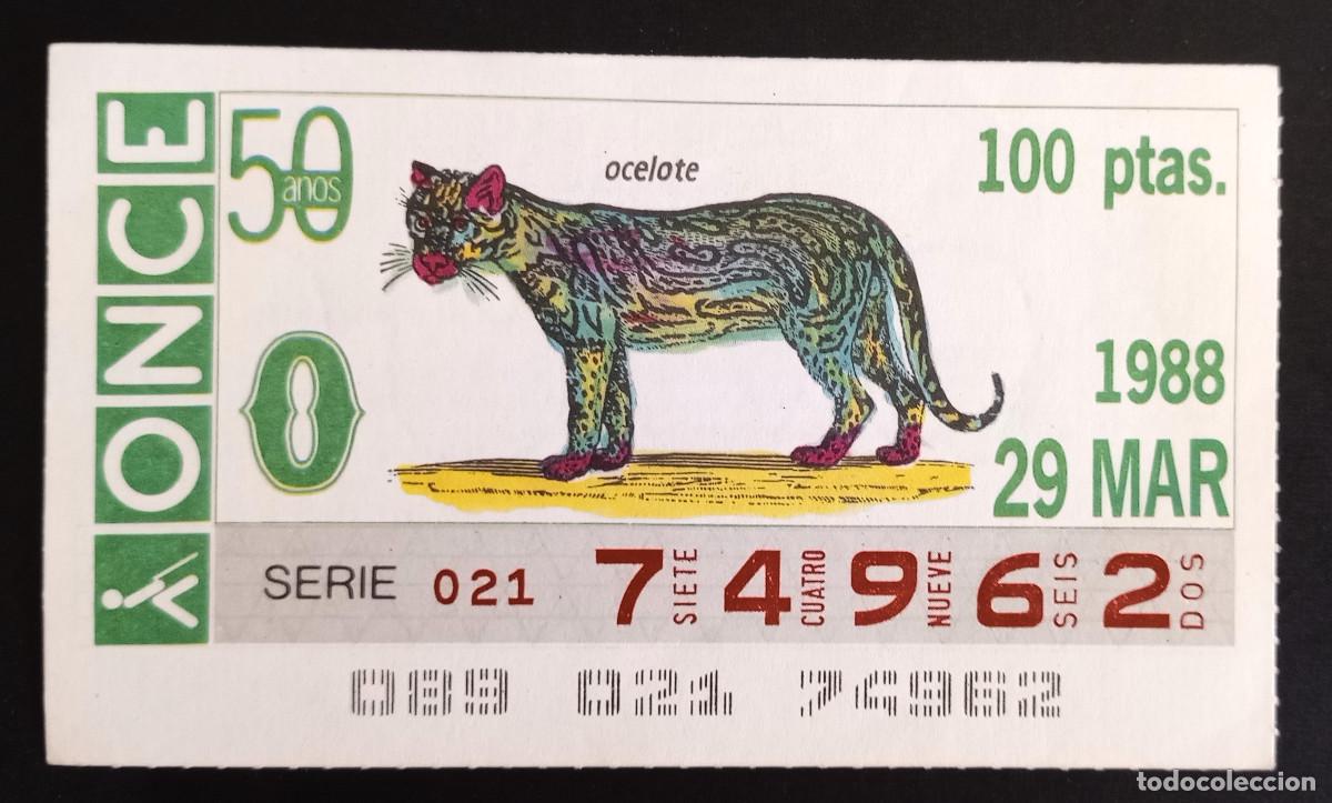 Loter&iacute;a Nacional: CUP&Oacute;N ONCE - 29-MARZO-1988 - O, OCELOTE
