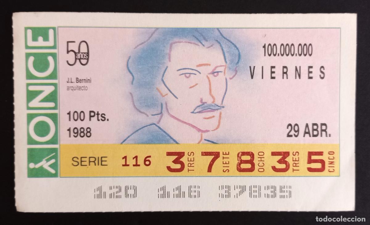 Loter&iacute;a Nacional: CUP&Oacute;N ONCE - 29-ABRIL-1988 - J.L. BERNINI, ARQUITECTO