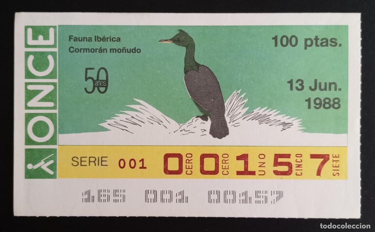 Loter&iacute;a Nacional: CUP&Oacute;N ONCE - 13-JUNIO-1988 - FAUNA IB&Eacute;RICA, CORMOR&Aacute;N MO&Ntilde;UDO