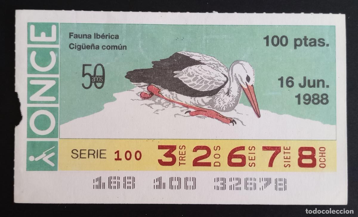 Loter&iacute;a Nacional: CUP&Oacute;N ONCE - 16-JUNIO-1988 - FAUNA IB&Eacute;RICA, CIG&Uuml;E&Ntilde;A COM&Uacute;N