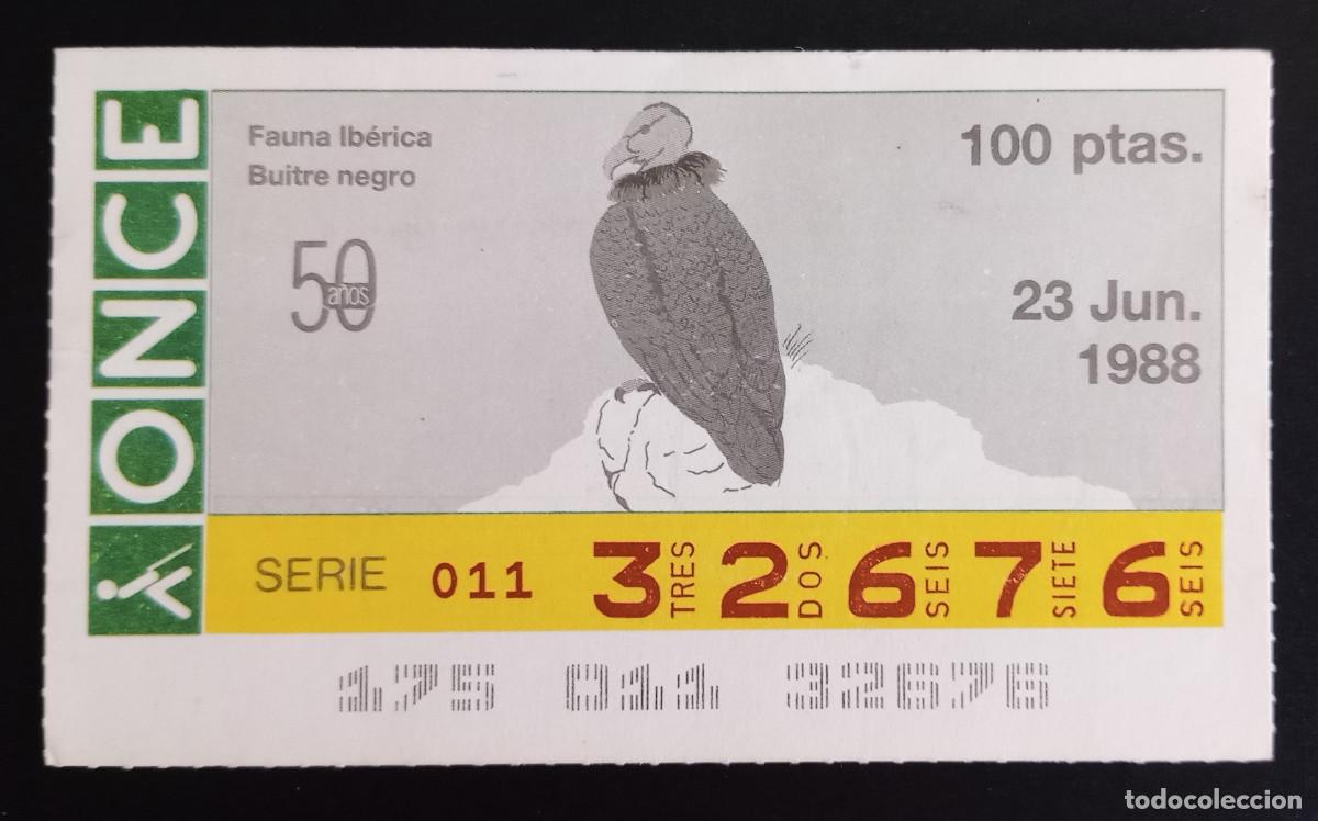 Loter&iacute;a Nacional: CUP&Oacute;N ONCE - 23-JUNIO-1988 - FAUNA IB&Eacute;RICA, BUITRE NEGRO