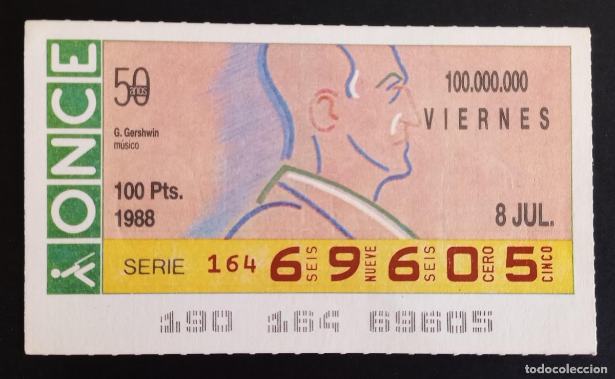 Loter&iacute;a Nacional: CUP&Oacute;N ONCE - 8-JULIO-1988 - G. GERSHWIN, M&Uacute;SICO